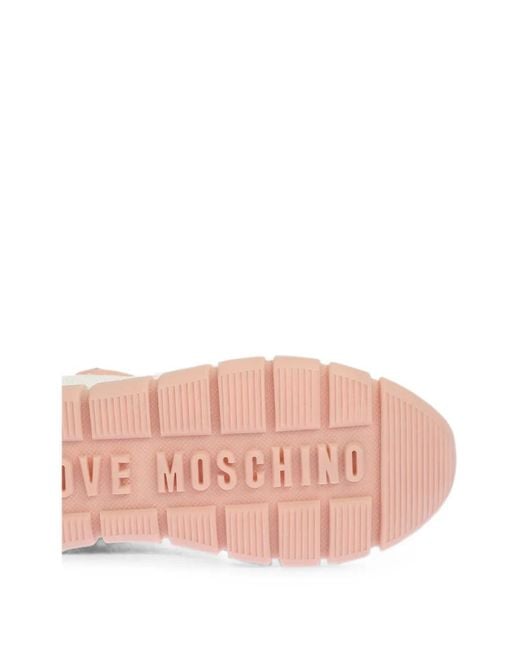 Moschino Pink Perforated Panelled Sneakers