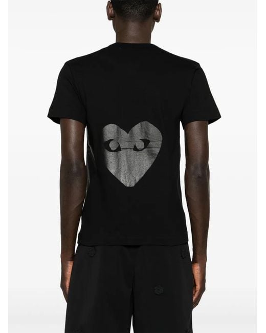 COMME DES GARÇONS PLAY Black Logo-Print Cotton T-Shirt
