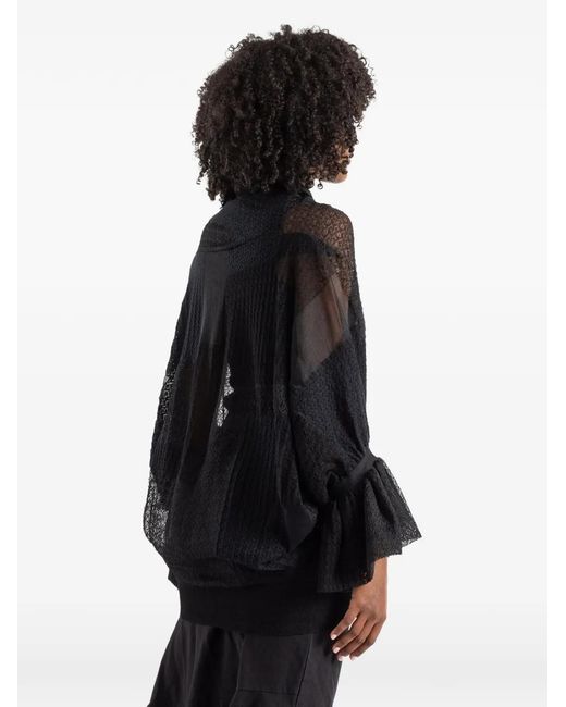 Junya Watanabe Black Patchwork Lace-Knit Cardigan