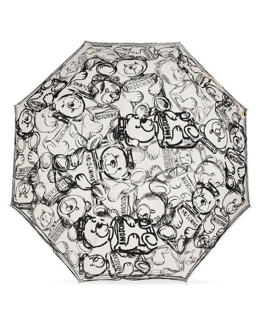 Moschino Gray Teddy Bear-Print Umbrella