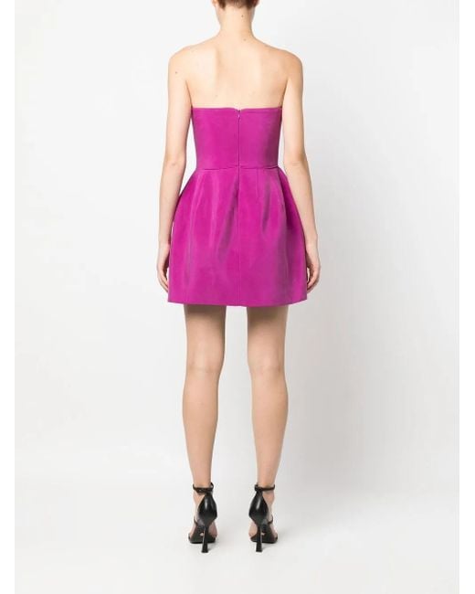 Philipp Plein Pink Strapless Silk Mini Dress