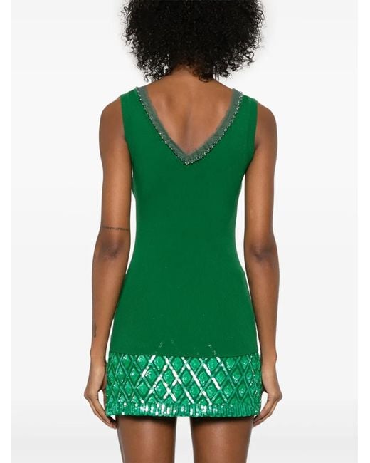 P.A.R.O.S.H. Green Bead-Embellished Tank Top