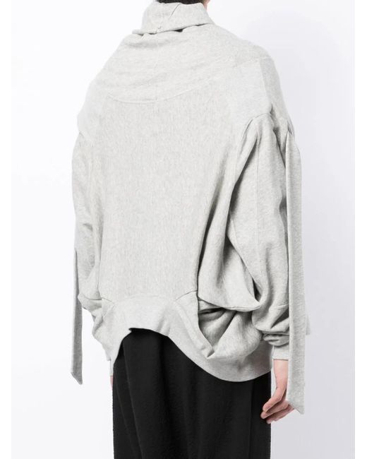 Sudadera Drapeada Con Capucha ANREALAGE de color White