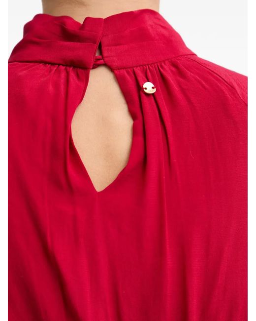 Pedro Del Hierro Madrid Red Keyhole-Detail Sleeveless Maxi Dress