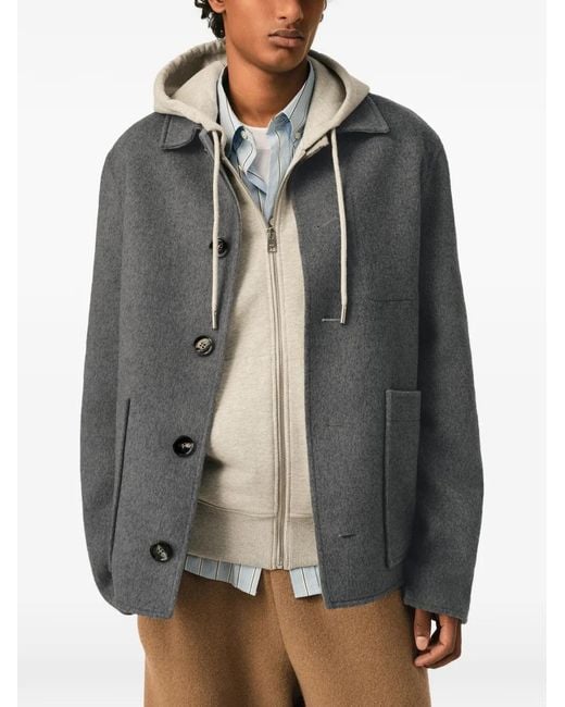 AMI Gray Button-Down Wool And Cashmere Jacket for men