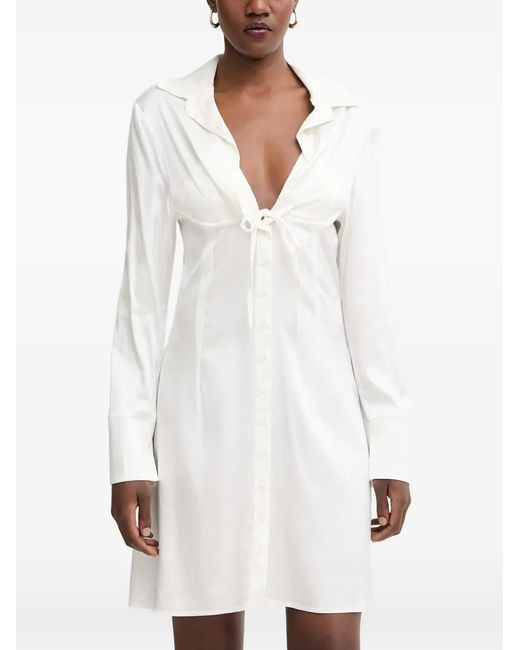 Silvian Heach White Button-Down Mini Dress