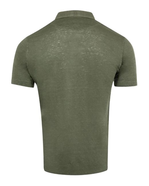 120% Lino Green Button-Up Polo Shirt for men