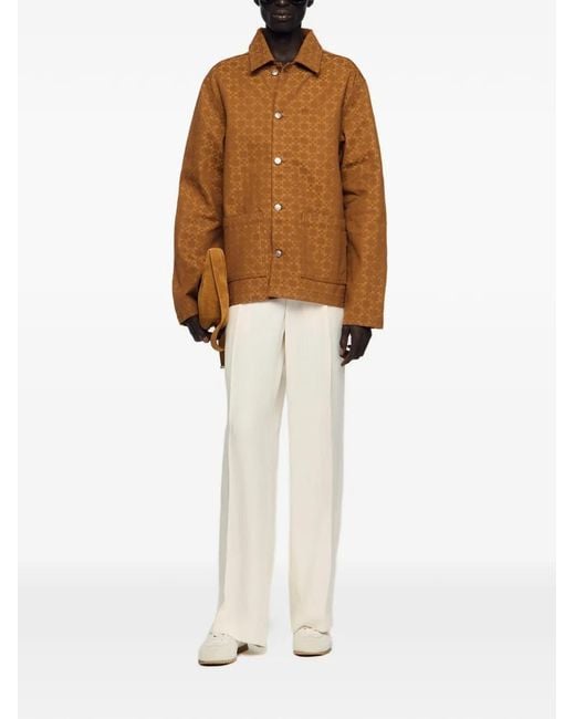 Sandro Brown Square Cross Denim Jacket for men