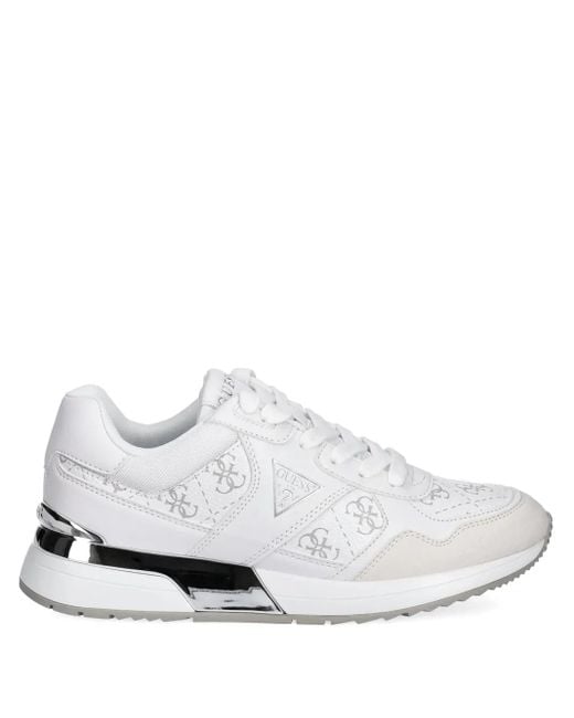 Guess White Mickay 4G Logo-Print Low-Top Sneakers