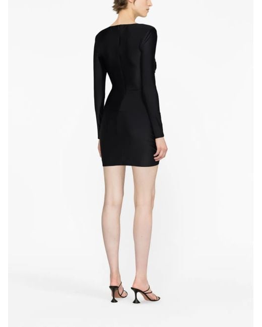 Self-Portrait Black Ruched Cut-Out Minidress