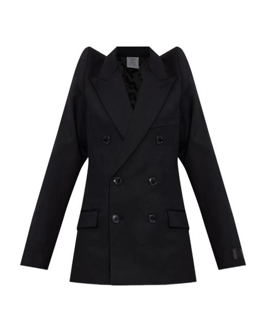 Vetements Black Padded-Shoulder Double-Breasted Jacket