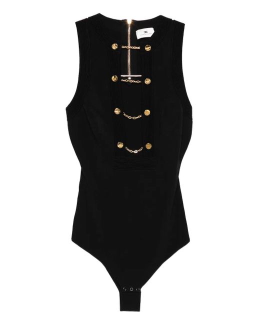 Elisabetta Franchi Black Chain-Embellished Bodysuit