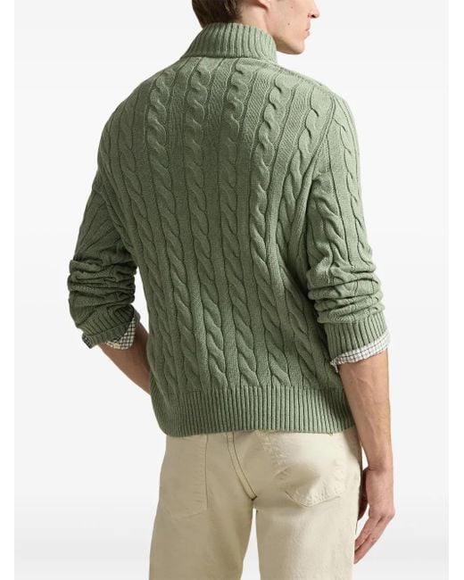Polo Ralph Lauren Kabelgebreide Trui Met Halve Rits in het Green voor heren
