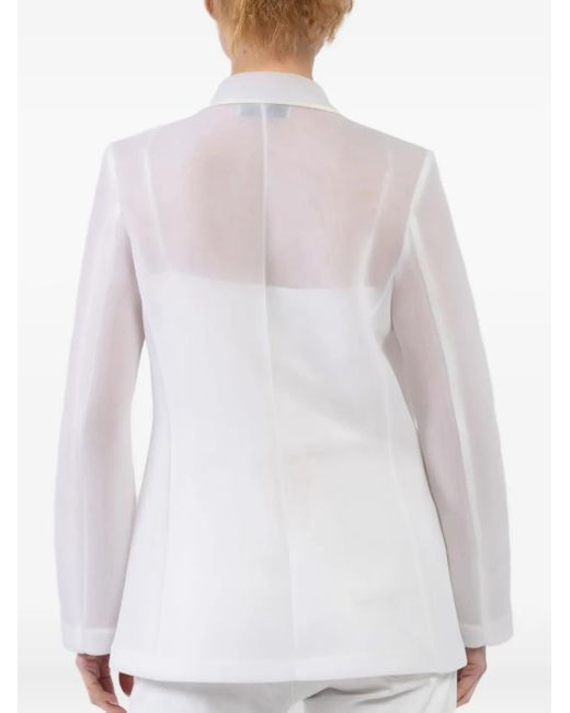 Brandon Maxwell White Pearl Single-Button Sheer Jacket