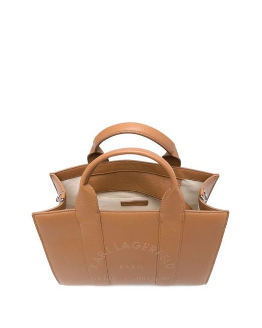 Karl Lagerfeld ロゴエンボス ハンドバッグ Brown