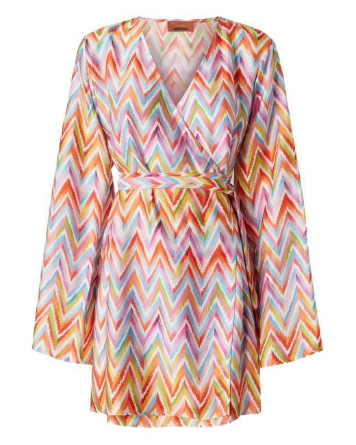 Missoni Red Zigzag-Pattern Mini Dress