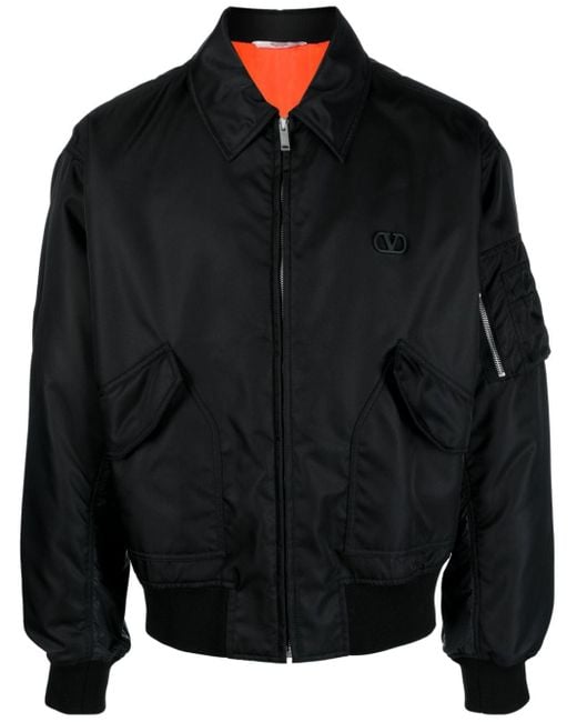 VLogo Signature-appliqué bomber jacket Valentino Garavani de hombre de color Black