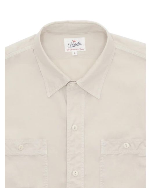 Fortela White Patch-Pocket Work Shirt for men