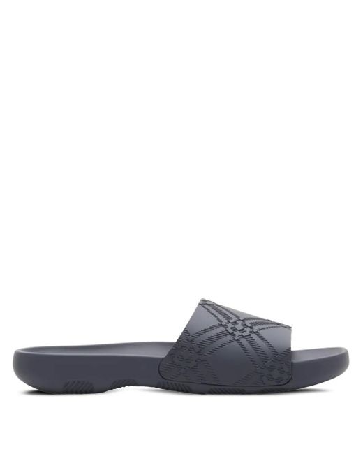 Burberry Blue Check-Embossed Slides for men