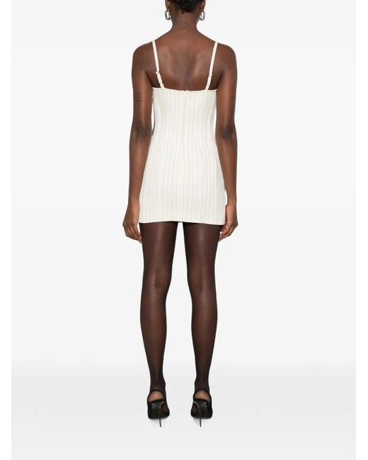 Dondup White Pinstripe-Print Corset-Style Mini Dress
