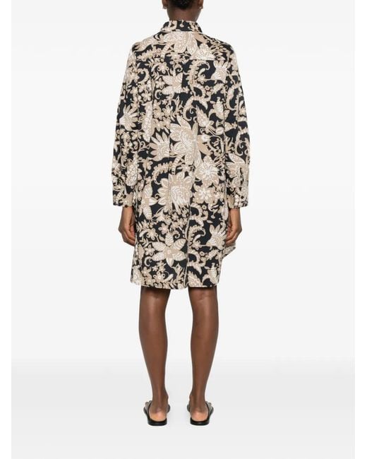 Marc O' Polo White Floral-Print Long-Sleeve Mini Dress