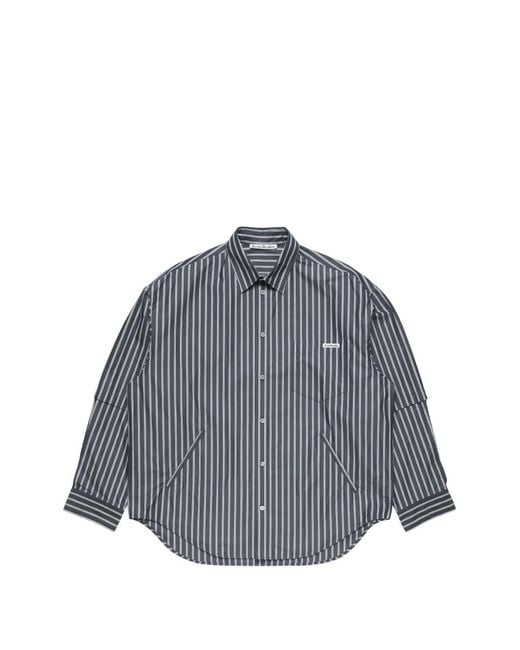 Acne Gray Striped Chest-Pocket Shirt for men