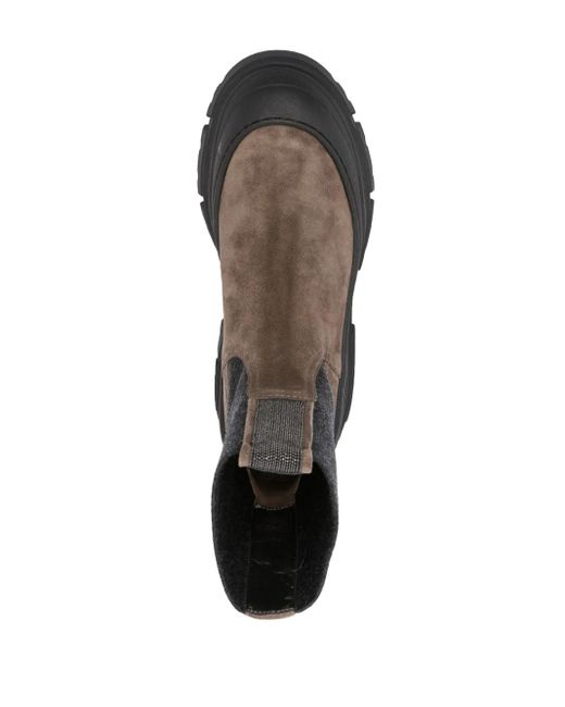 Brunello Cucinelli Brown Monili-Embellished Ankle Boots
