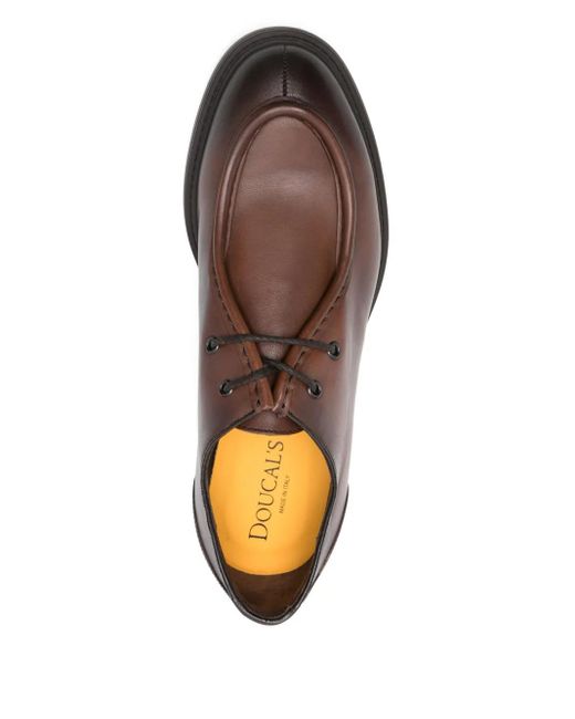 Doucal's Brown Leather Lace-Up Shoes for men