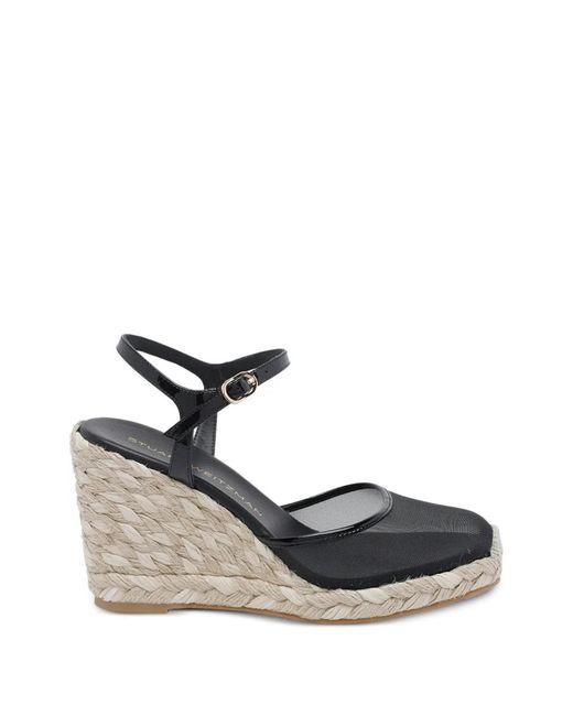 Stuart Weitzman White Mesh Buckle Heeled Espadrilles