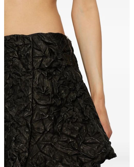 AVAVAV Black Crinkled-Effect Tulle-Trim Mini Skirt