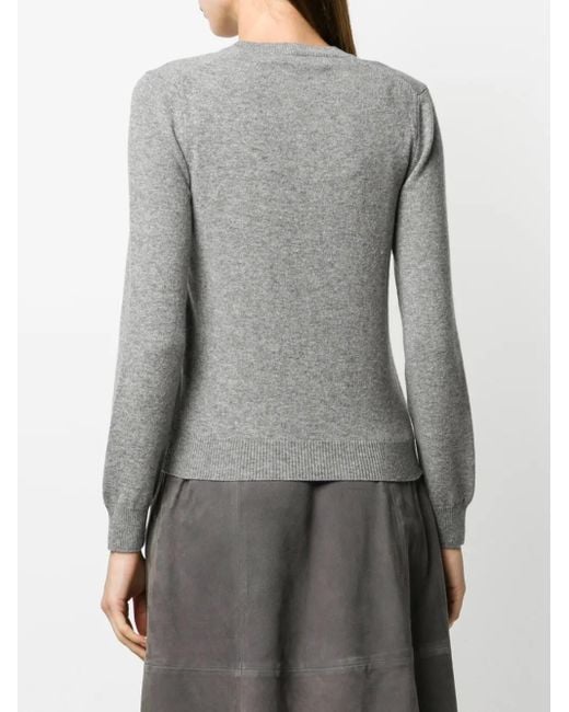 COMME DES GARÇONS PLAY Gray Long Sleeve V-Neck Sweater