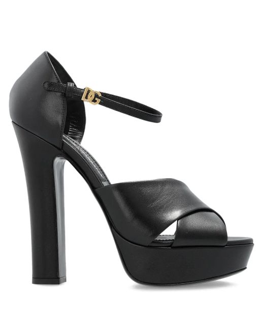 Dolce & Gabbana プラットフォーム レザーサンダル Black