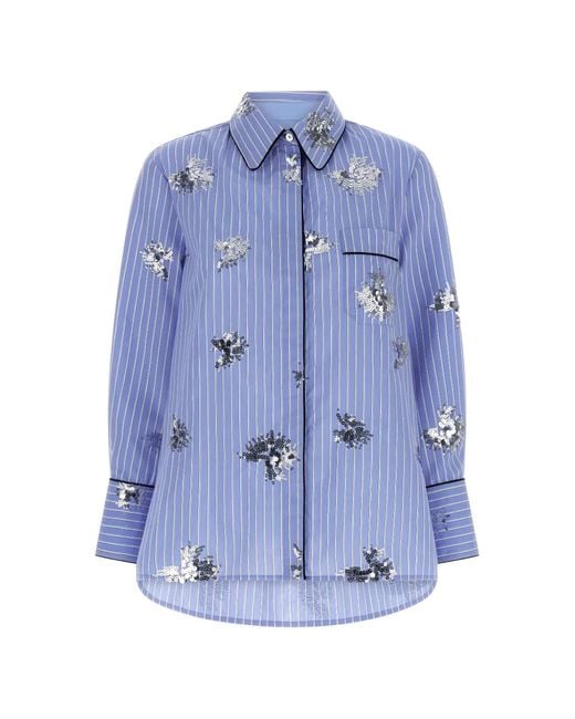 Le twins Blue Aria Sequin-Embellished Pyjama Shirt