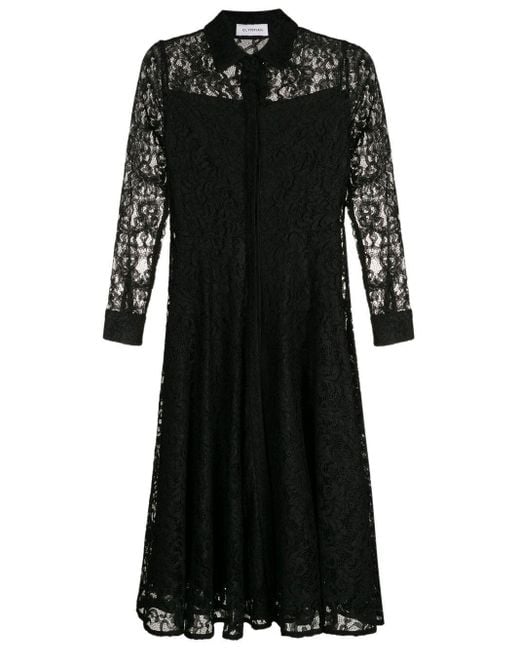 Olympiah Black Branch Lace-trim Midi Dress