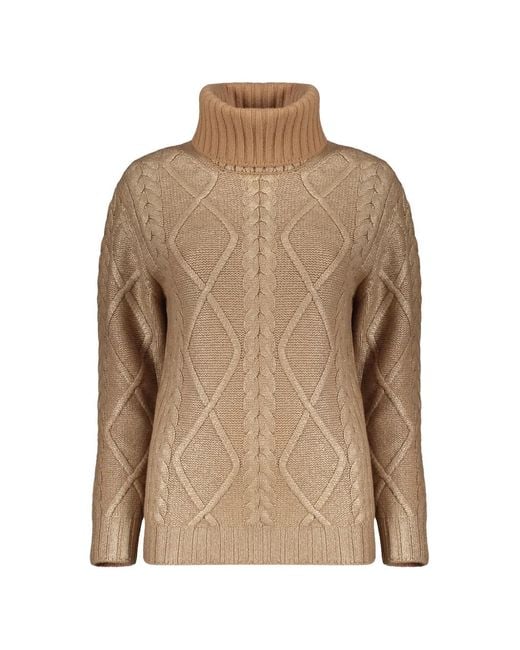 Herno Natural Cable-Knit Roll-Neck Sweater