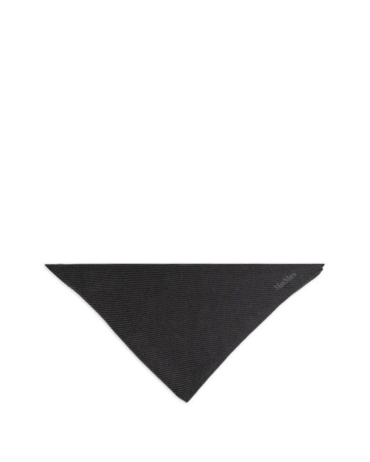 Max Mara Black Ribbed-Knit Embroidered Scarf