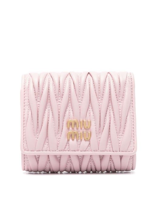 Miu Miu Pink Small Matelassé Leather Wallet