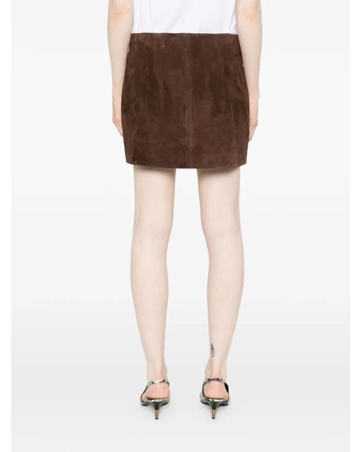 Arma Brown Melody Leather Mini Skirt