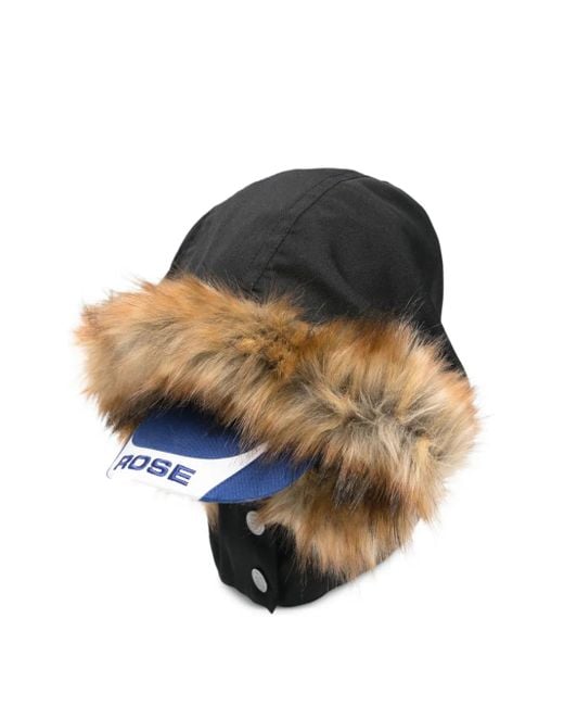 Martine Rose Black Fur-Trim Hat