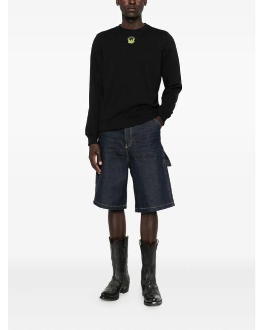 DIESEL Black Embroidered Crew-Neck Sweatshirt for men