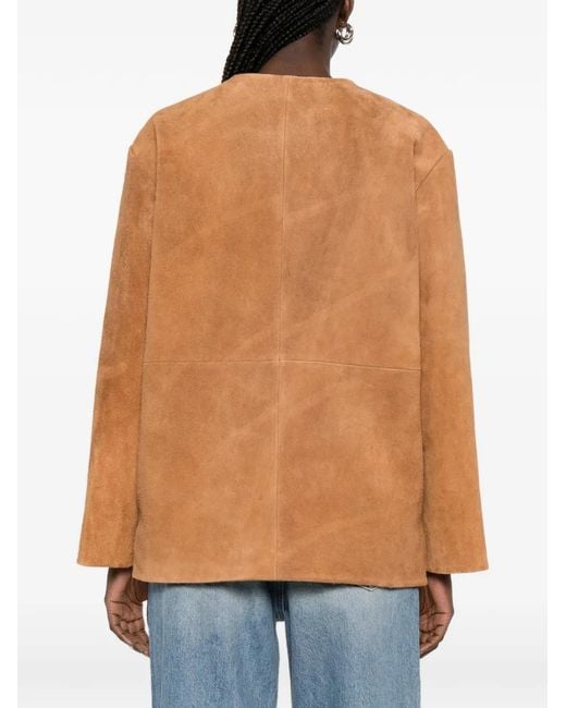 Rohe Brown Mandarin-Collar Suede Jacket