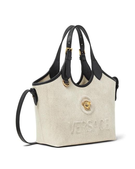 Versace Natural La Medusa Canvas Mini Tote