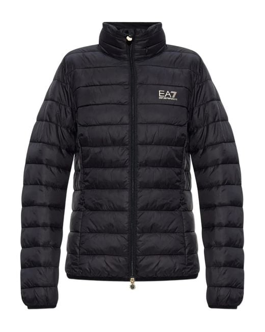 EA7 Black Zip-Fastening Puffer Jacket