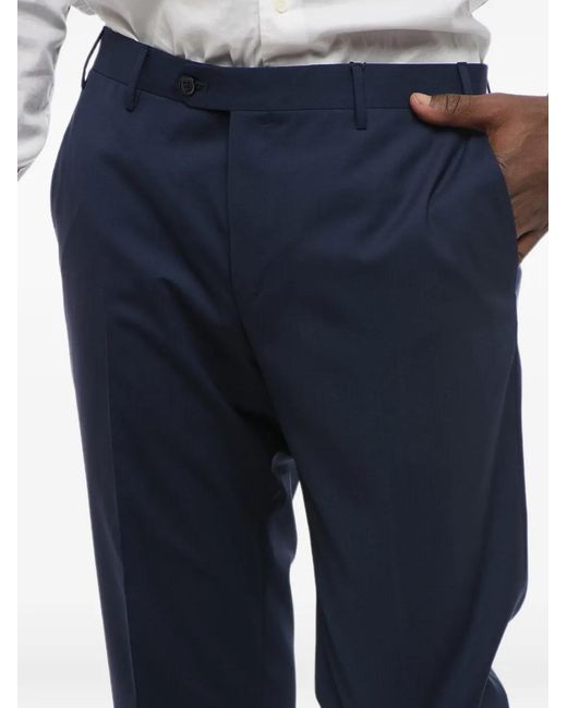 Corneliani Blue Pressed-Crease Virgin-Wool Trousers for men