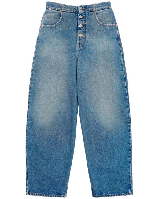 MM6 by Maison Margiela Blue Wide-Leg Cotton Jeans