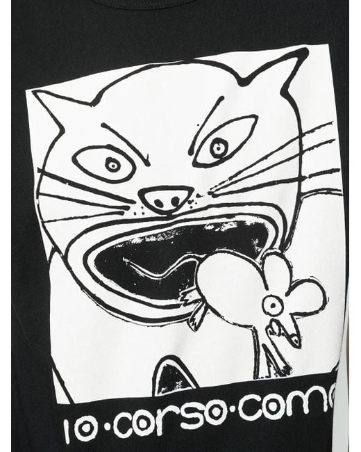 10 Corso Como Black Cat-Print Cotton T-Shirt