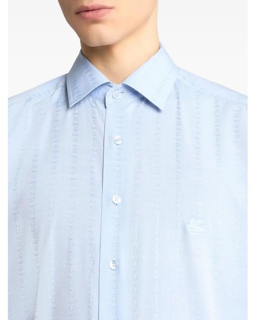 Etro Blue Paisley-Jacquard Cotton Shirt for men