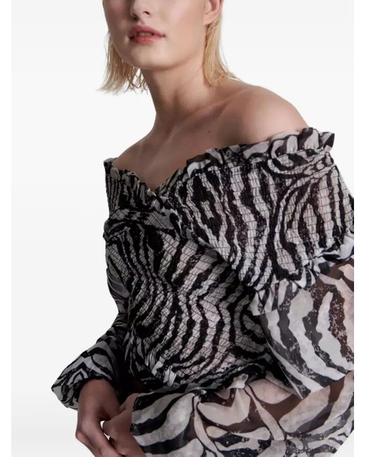 One Teaspoon Gray Zebra-Pattern Blouse