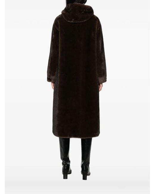ERMANNO FIRENZE Black Hooded Faux-Fur Coat