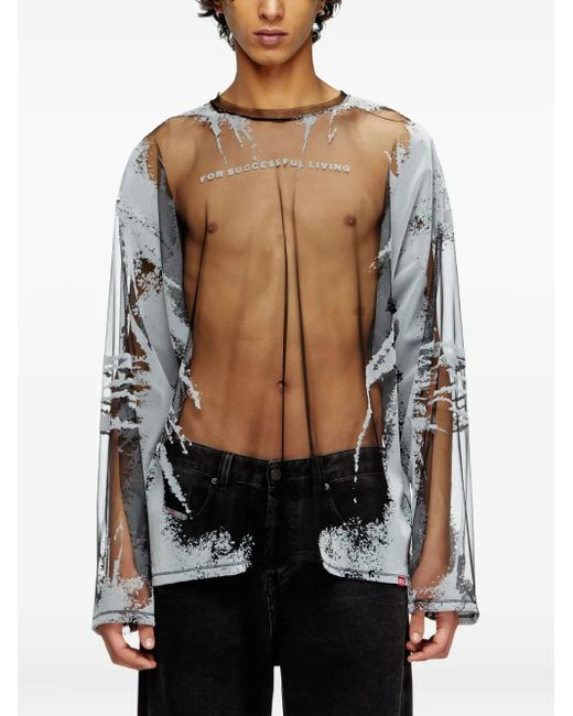 DIESEL Gray Remaster Capsule T-Hassan-Ls-A T-Shirt